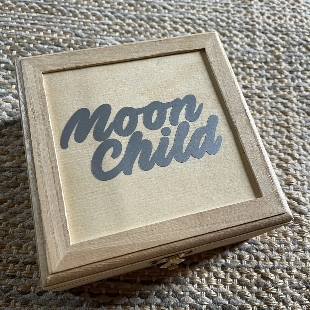 New custom made moon child 6” wood trinket box wooden